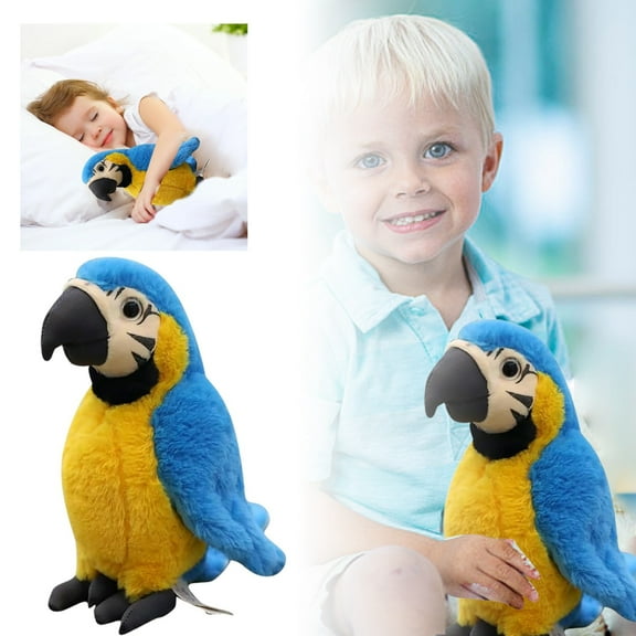 nTRIUQJ Realistic Parrot Stuffed Animal Toy Bird Interactive Play Companion for Kids Birthday Party Blue