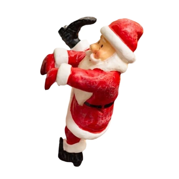 nTRIUQJ Santa Flower Pot Hugger Figurine Hanging Statue Cute Resin Pot Decor Miniature Figurine for Garden Balcony Red