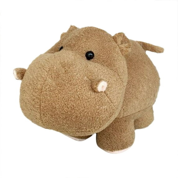 nTRIUQJ Standing Hippo Toy Soft Stuffed Animal Adorable Collectible For Teens Adults Home Brown