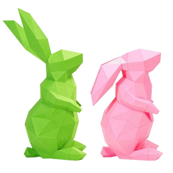 nTRIUQJ Standing Rabbit Geometric 3D Stereo Paper Model Handmade Art Craft for Home Desk Decoration Light Design Modern Sculpture Black