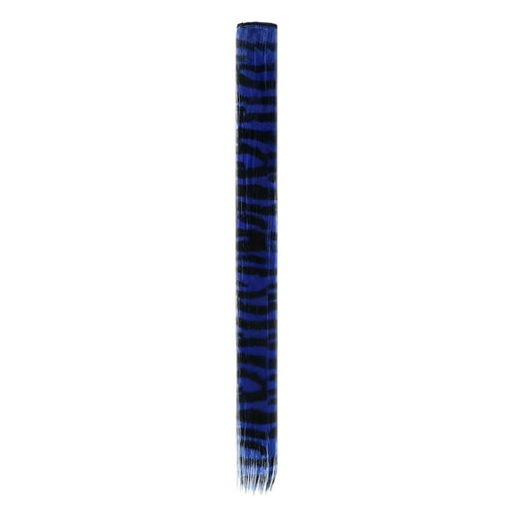 nTRIUQJ Tail Synthetic Straight Clip In Hair Extensions 18 Inch Stripe Printed Piece For Daily Wear And Styling Versatility Blue