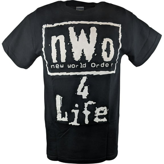 nWo 4 Life WCW White Logo Mens Black T-shirt 5XL