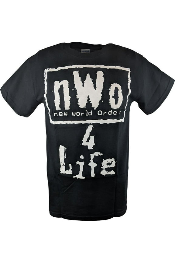 nWo 4 Life WCW White Logo Mens Black T-shirt M