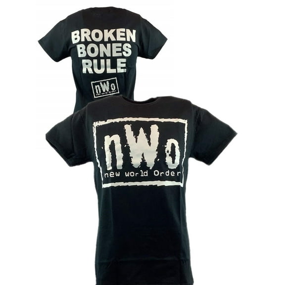nWo Broken Bones Rule New World Order White Logo Mens T-shirt 3XL