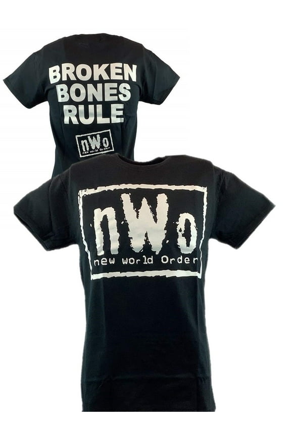 nWo Broken Bones Rule New World Order White Logo Mens T-shirt XL