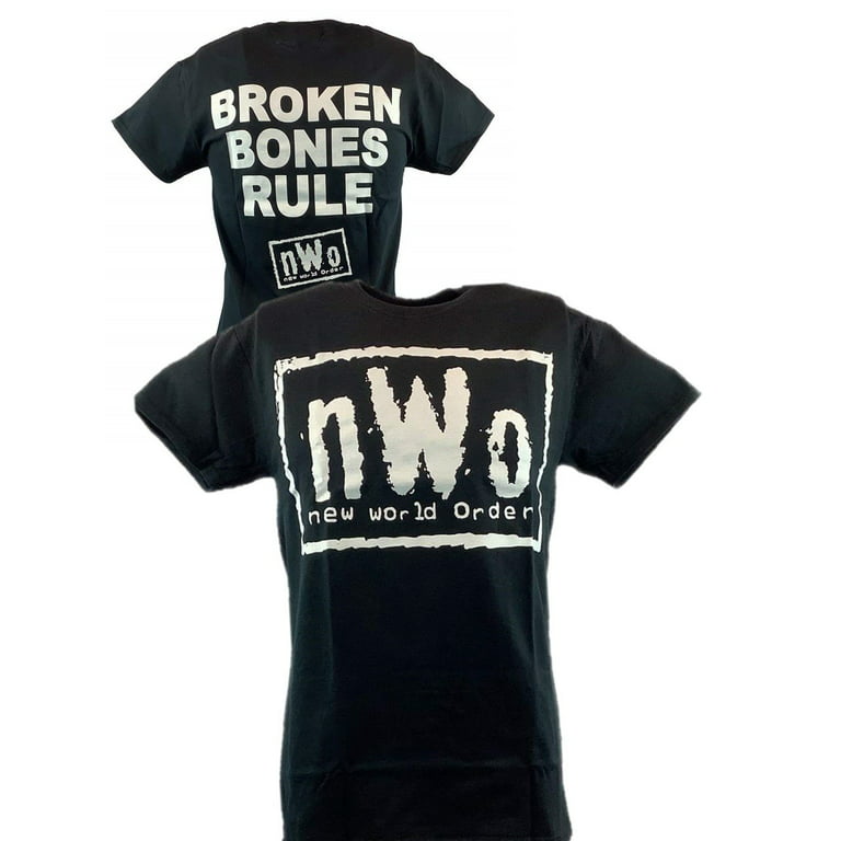 nWo Broken Bones Rule New World Order White Logo Mens T-shirt XXL