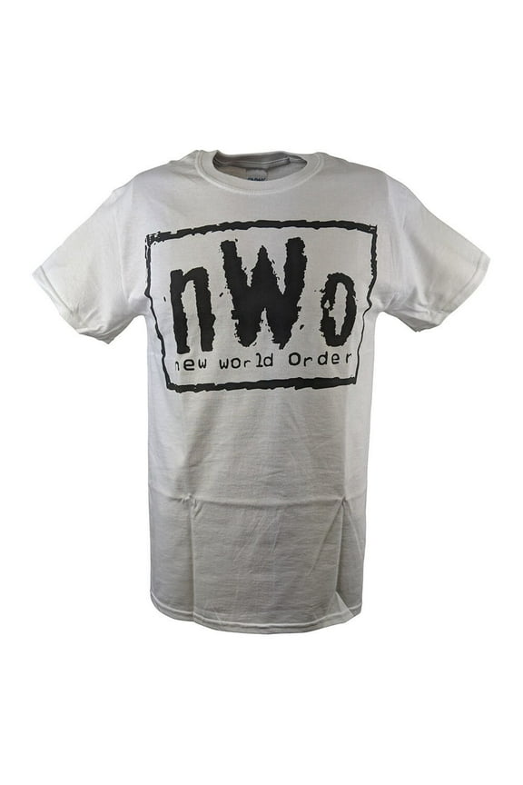 nWo New World Order White WCW T-shirt with Black Logo Mens XXL