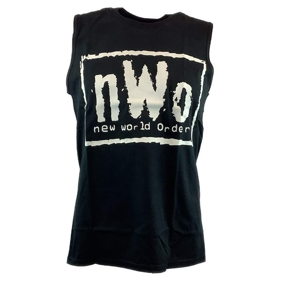 nWo White Logo Sleeveless Black Muscle T-shirt Mens 3XL