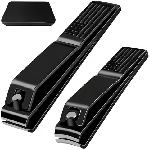Behome Nail Clippers Set, Ultra Sharp Stainless Steel Fingernail & Toenails Clipper and Nail File with Tin Case, Black