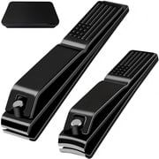 Behome Nail Clippers Set, Ultra Sharp Stainless Steel Fingernail & Toenails Clipper and Nail File with Tin Case, Black