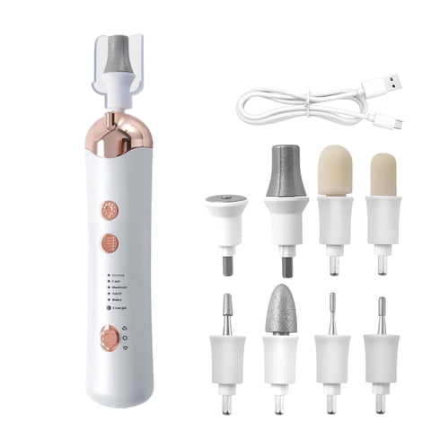 Behome Electric Nail File with 5 Speeds, 8 in 1 Rechargeable Electric Nail Drill File Set, Professional Manicure Pedicure Kit for Manicure Salon Home, White