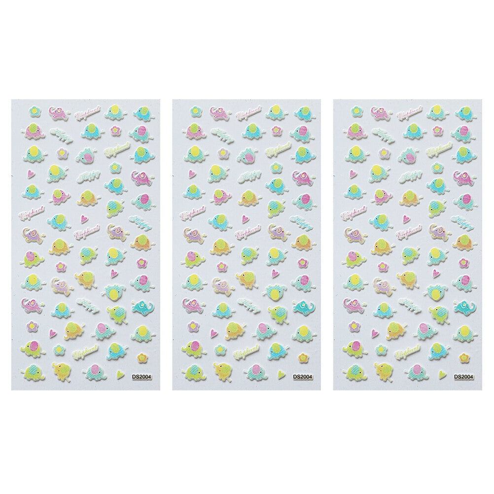 nail stickers 3 Sheets of Kids Nail Art Stickers Cartoon Lovely Fingernail Decals Selfadhesive