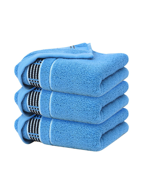 naioewe 3 Pack Bath Towels Set, Washcloths Cotton Absorbent Quick Drying Spa Towels, 13" x 29" Blue