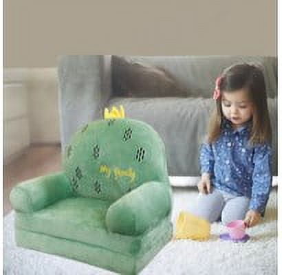 naioewe Children's 2-in-1 Flip Open Foam Compressed Sofa Cover, Plush Slipcover, Green