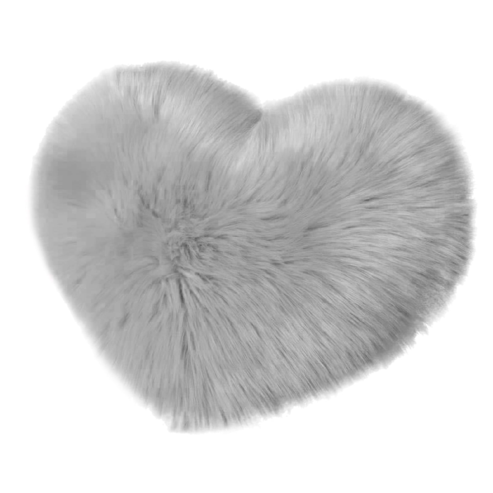 Unittype Heart Throw Pillow 2 Pieces 20 x 15.7 Inch Faux Bunny Fur  Decorative Pillow Heart Shaped Fluffy Pillows Soft Cute Pillows for Bedroom