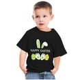 thumbnail image 1 of naisibaby Baby Boys Girls Short Sleeve Top Easter English Letter Print Round Neck Casual T-shirt Black Size 7 Years, 1 of 4