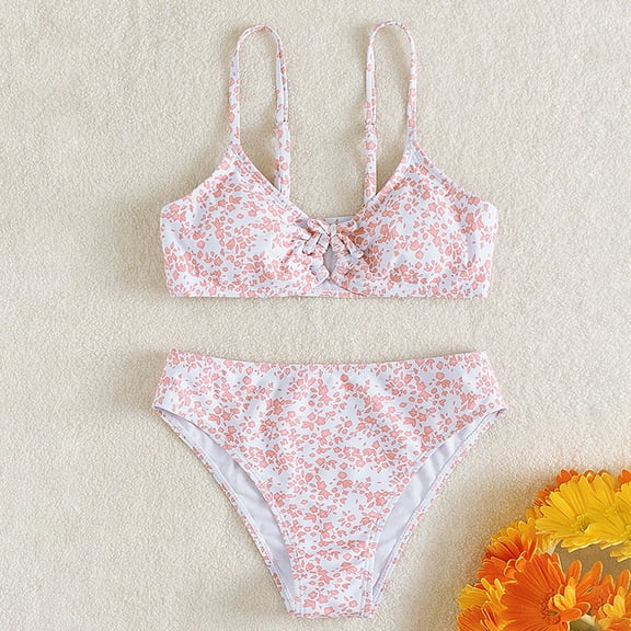 naisibaby Baby Girls Swimsuit 2 Pieces Set Summer Kids Printed Swimwear Red Size 12T