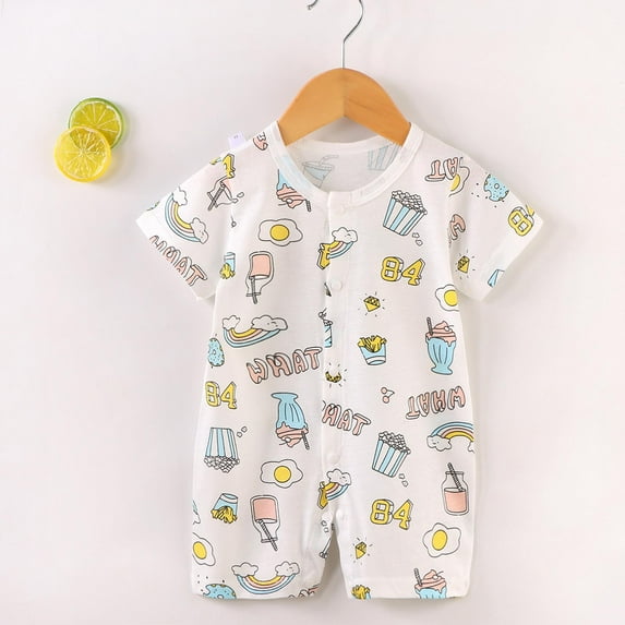 naisibaby Baby Spring New Onesie Newborn Bodysuit Crew Neck Short Sleeve Bodysuits White Size 90