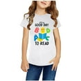 thumbnail image 1 of naisibaby Baby Toddler Boys Girls World Book Day Printed Short Sleeve Summer Crew Neck Casual Tops White Size 5 T, 1 of 4