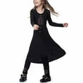 thumbnail image 1 of naisibaby Big Girls Muslim Long Dress, Medium Long Sleeve Crew Neck Colorblock Dress Black 8-9T, 1 of 6