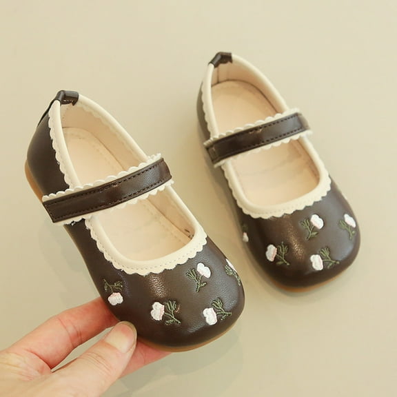 naisibaby Childrens Girls New Princess Soft Sole Shoes, Kids Fashion Leather Single Shoes Brown 25