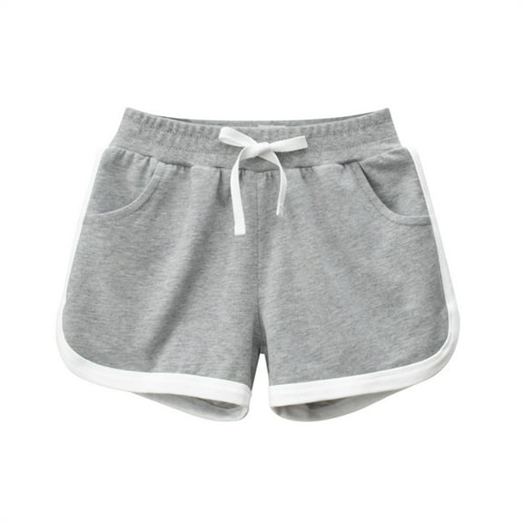naisibaby Spring Summer New Girls Casual Shorts, Solid Color Pants Girls Cotton Shorts Gray 4T