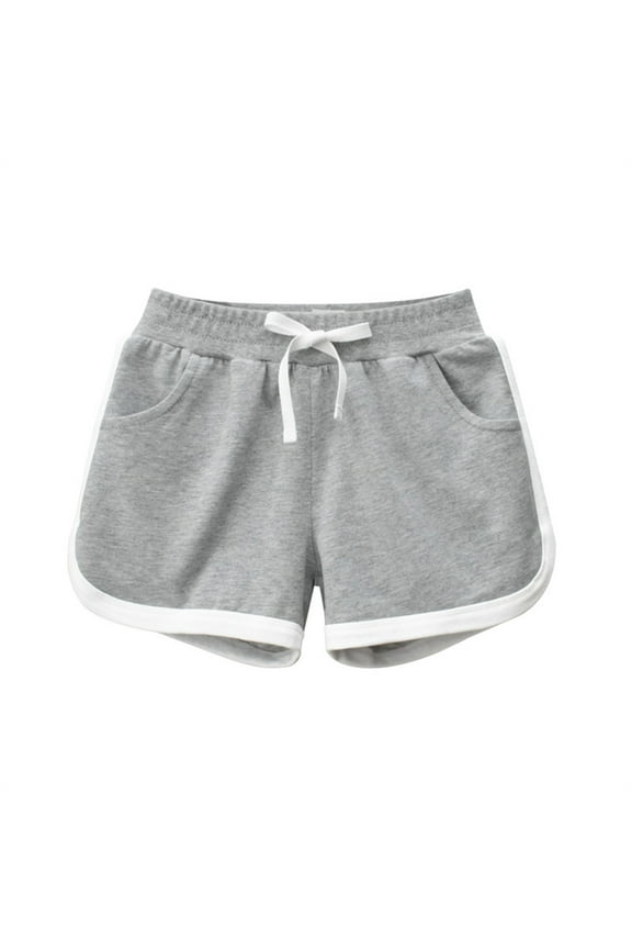 Spring Summer New Girls Casual Shorts, Solid Color Pants Girls Cotton Shorts Gray 4T
