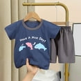 thumbnail image 1 of naisibaby Summer Baby Boys Girls Casual Printed Suits, Kids Unisex Round Neck Short Sleeve Tops Printed Short Pants Sets Dark Blue 2 T, 1 of 3