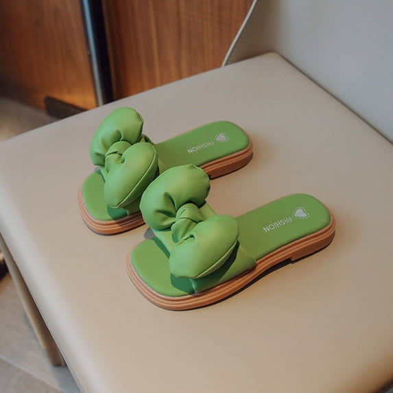 naisibaby Summer Baby Girls Shoes, Cute Non-slip Soft Sole Beach Sandals Slippers Green 9-10T