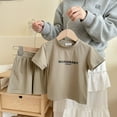 thumbnail image 1 of naisibaby Summer Boys Girls Printed Loose Cotton Suit, Kids Short Sleeve T-Shirt Pockets Shorts Set Army Green 110, 1 of 3