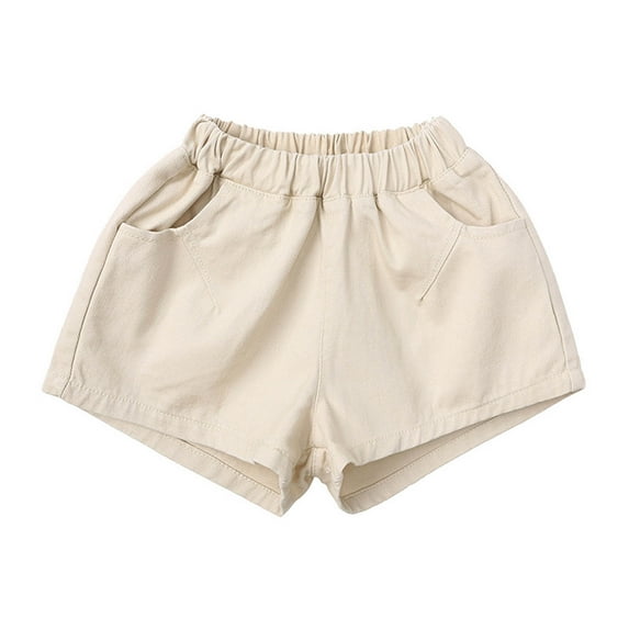 naisibaby Summer Boys Girls Solid Color Fashion Shorts, Kids Comfy Cotton Daily Casual Shorts Beige 3 T