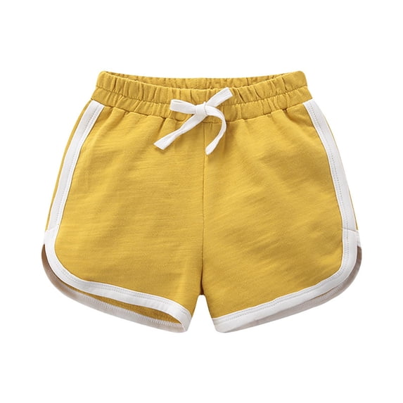 naisibaby Summer Boys Girls Solid Color Fashion Shorts, Kids Comfy Cotton Daily Casual Shorts Yellow 15T