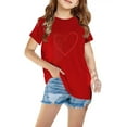 thumbnail image 1 of naisibaby Summer Girls Boys Round Neck Short Sleeve T-Shirt, Kids Unisex Printed Casual Daily Top Red 9-10T, 1 of 4