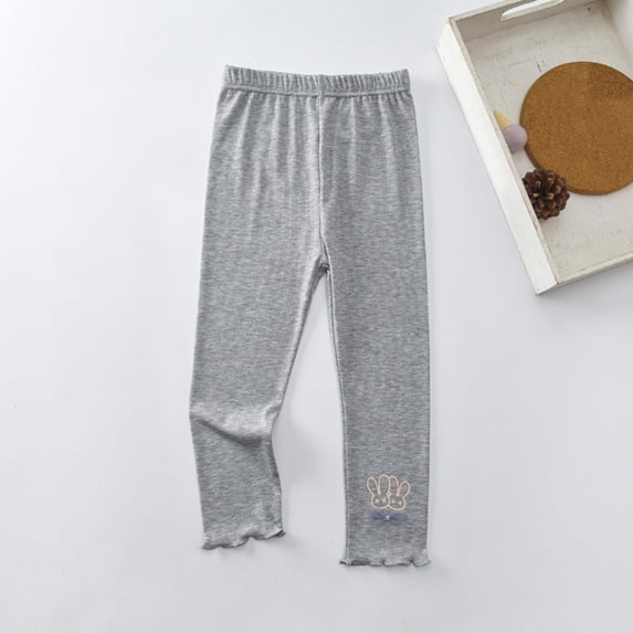 naisibaby Summer Girls Casual Pants, Capris Cute Printed Elastic Thin Children's Pants Gray 4-5T