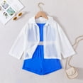 thumbnail image 1 of naisibaby Summer Girls Fashion Outfits, Sun Protection Jacket Solid Color Sleeveless Top Shorts 3 Piece Set Blue 6T, 1 of 4
