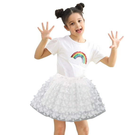 naisibaby Summer Kids Girls New Westernized Style Skirt, Big Children's Mesh Lace Embroidered Yarn Skirt White 4-5 T