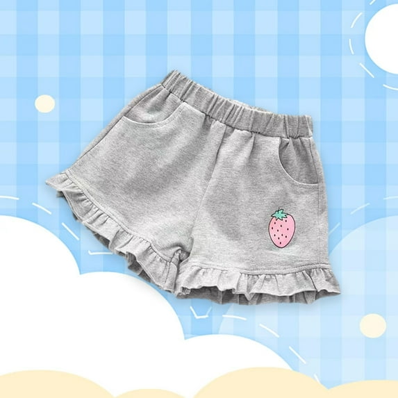 naisibaby Summer Thin Childrens Casual Sports Cotton Shorts, Baby Girls Printed Beach Pants Gray 5T