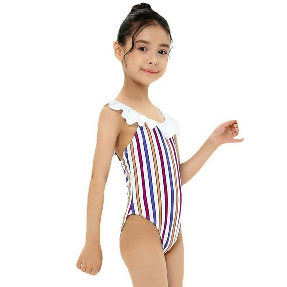 naisibaby Summer Toddler Girls Fashion Swimsuit Set, Kids High Waist One-piece Bikini Set White 8-10 T