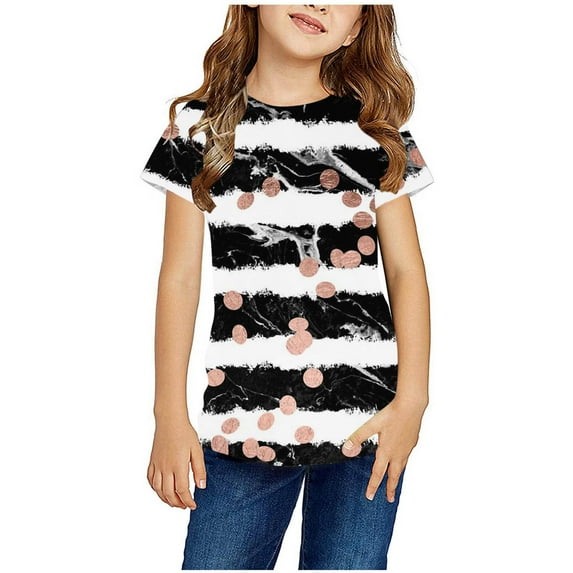 naisibaby Summer Tops for Children Baby Boys Girls Fashion Print T-shirt Tops Casual Round Neck Short Sleeve White Size 7-8 Years