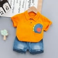thumbnail image 1 of naisibaby Toddler Baby Boys Printed Short Sleeve T-shirt Shorts Set, Kids Casual Daily Cotton Two-piece Suit Orange 2-3 T, 1 of 6