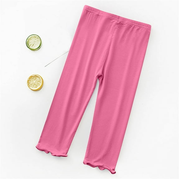 naisibaby Toddler Baby Girls Candy Color Solid Color Leggings, Kids Tight Casual Pants Hot Pink 5-6T