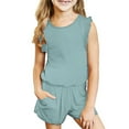 thumbnail image 1 of naisibaby Toddler Baby Girls Comfortable Solid Color Sleeveless Outfits, Summer T-shirt Shorts Set Green 8-9 T, 1 of 9