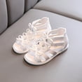 thumbnail image 1 of naisibaby Toddler Baby Girls Cute Solid Color Shoes, Kids Bow Hollow Out Non-slip Soft Sole Beach Roman Sandals White 6-7 T, 1 of 5