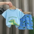 thumbnail image 1 of naisibaby Toddler Boy Girl Outfits Short Sleeve Shirts with Shorts Printed Casual Kids Summer Sets Blue Size 80, 1 of 3