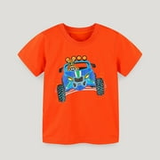 NAISIBABY Toddler Boys T-Shirts Size 6, Short Sleeve Fashion Graphic Cotton Daily Summer Casual Tees Orange (2-7T)