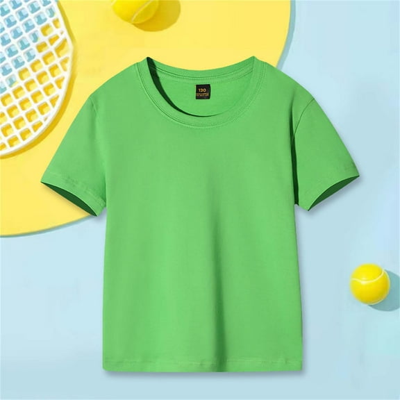 naisibaby Toddler Boys Girls Crewneck Short Sleeve T-Shirt, Kids Unisex Versatile Simple Basics Top Green 2 T