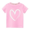 thumbnail image 1 of naisibaby Toddler Boys Girls Fashion Cute Solid Color Round Neck T-Shirt, Kids Heart Printed Short Sleeve Cotton Top Pink 4 T, 1 of 3