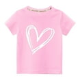 thumbnail image 1 of naisibaby Toddler Boys Girls Fashion Cute Solid Color Round Neck T-Shirt, Kids Heart Printed Short Sleeve Cotton Top Pink 7 T, 1 of 3