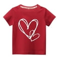 thumbnail image 1 of naisibaby Toddler Boys Girls Fashion Cute Solid Color Round Neck T-Shirt, Kids Heart Printed Short Sleeve Cotton Top Red 3 T, 1 of 3
