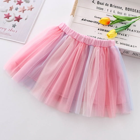 naisibaby Toddler Girls Solid Color Cute Party Dance Skirt, Kids Net Yarn Tulle Princess Skirt Multicolor 13-14T